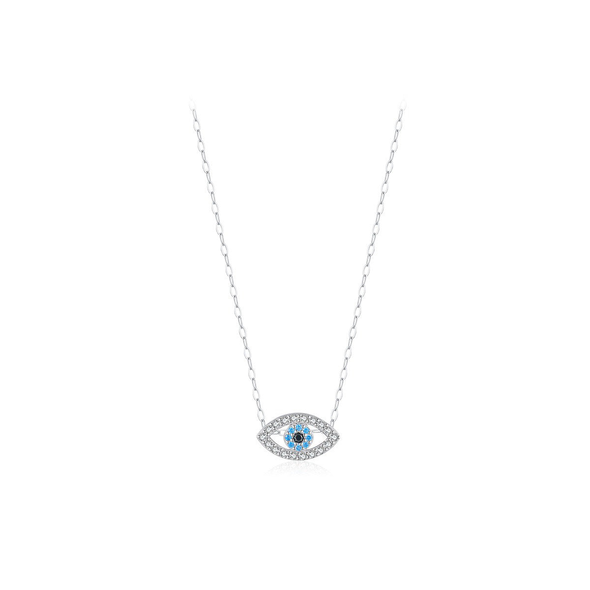 OliyaDesign S925 Sterling Silver Evil Eye Clavicle Necklace