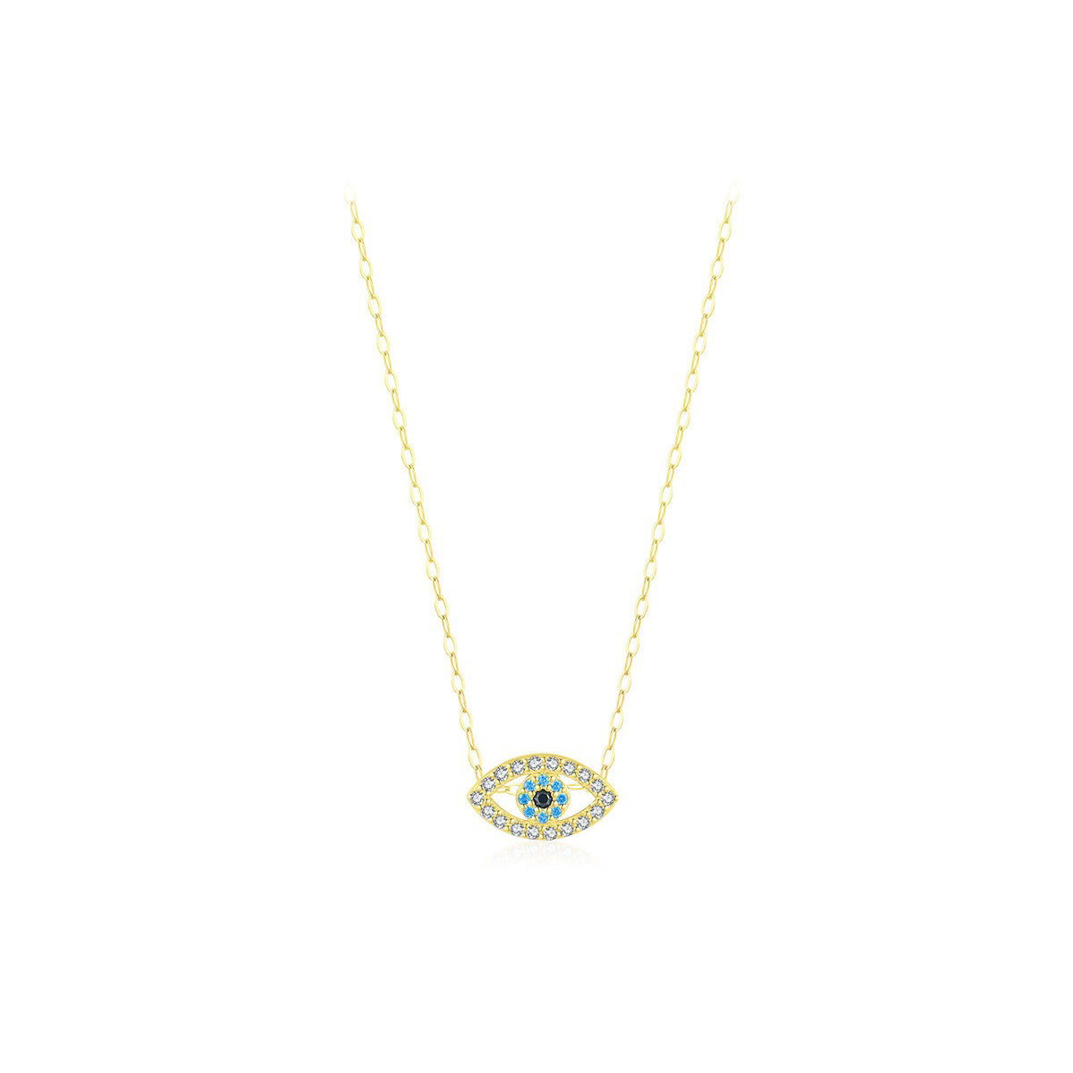 OliyaDesign S925 Sterling Silver Evil Eye Clavicle Necklace