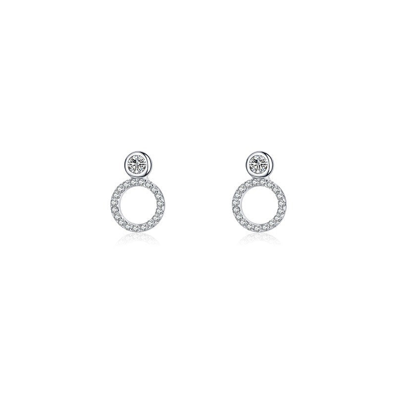 OliyaDesign High-End Stud Earrings With Full Diamond-Encrusted Heart Design.