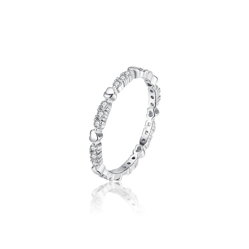 OliyaDesign S925 Sterling Silver Stacked Stripes Luxury Diamond Ring