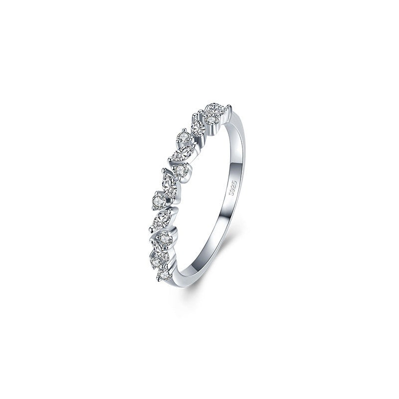 OliyaDesign S925 Sterling Silver Stacked Stripes Luxury Diamond Ring