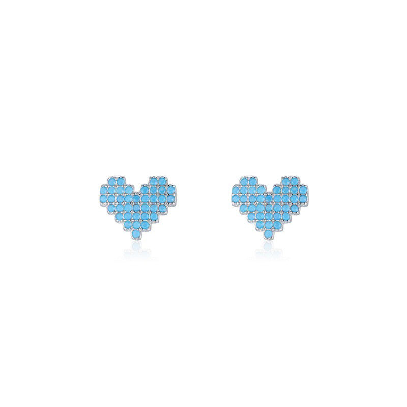 OliyaDesign High-End Stud Earrings With Full Diamond-Encrusted Heart Design.