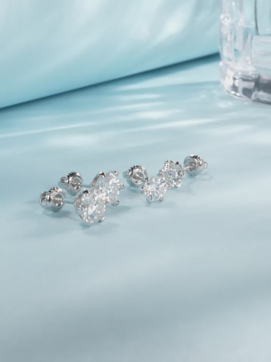 OliyaDesign 1-Carat Moissanite Crown Earrings In S925 Sterling Silver