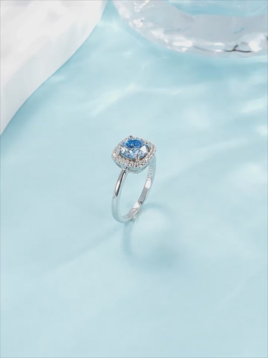 OliyaDesign 1 Clarke Rhine Blue Moissanite S925 Silver Ring